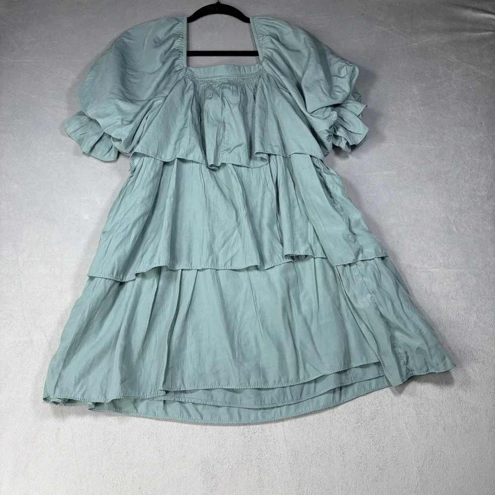 Mustard Seed Dress Women's Size Small Green Flowy Tunic/Mini Dress Babydoll